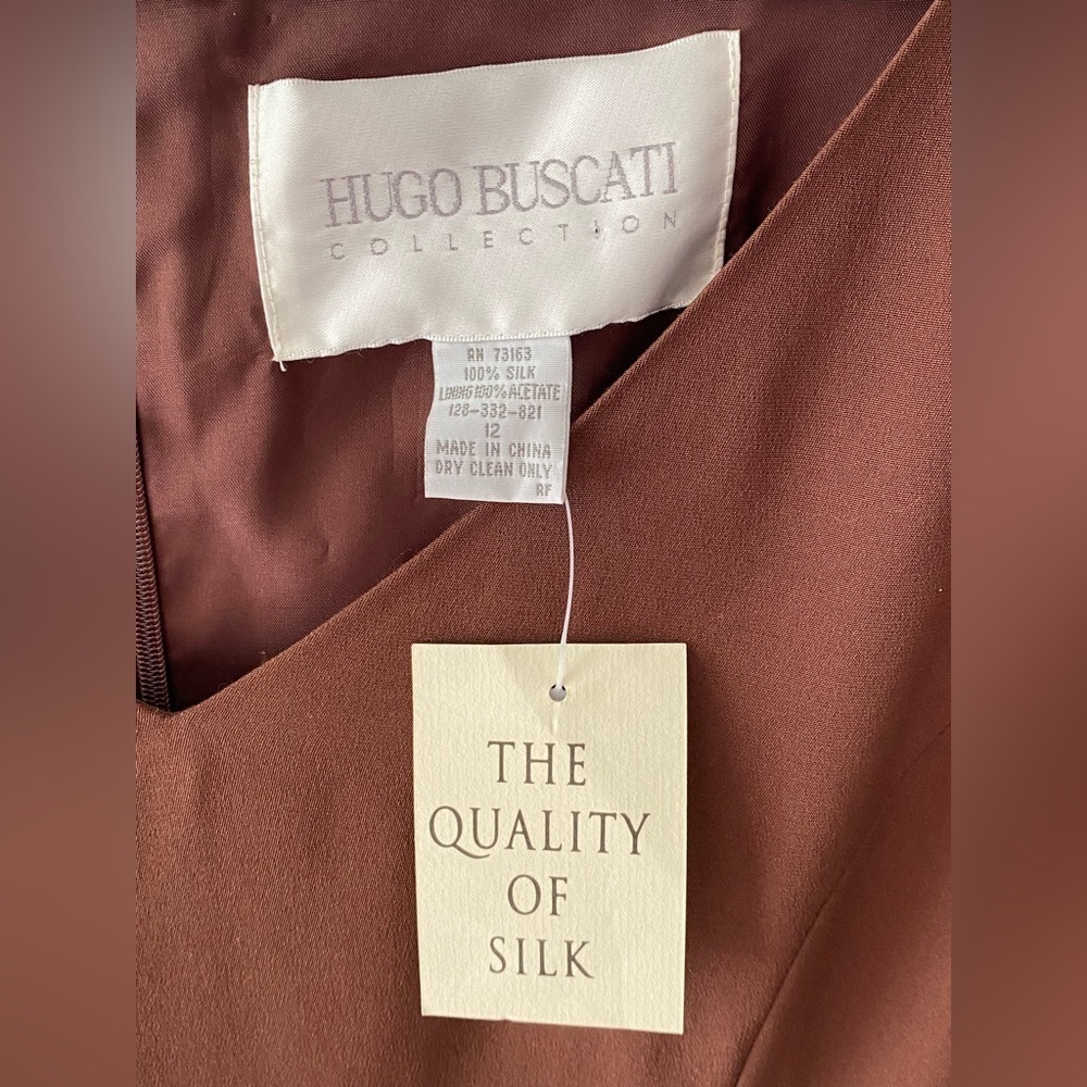 NWT Hugo 100% Silk Buscati Women’s Long Sleeve Dress Size 12 - Picture 9 of 9
